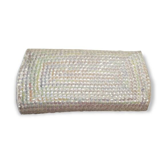 La Regal White Sequin Evening Clutch / Bag - Sequins Change Color w. Lighting - Picture 3 of 7